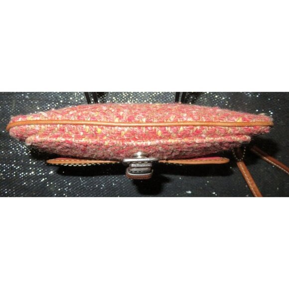 Coach Scaro Hampton Soho Herringbone Camel Leather Rose Tweed Wool Wristlet - Picture 3 of 15